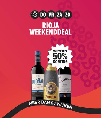 Weekenddeal: rioja tweede fles 50% korting